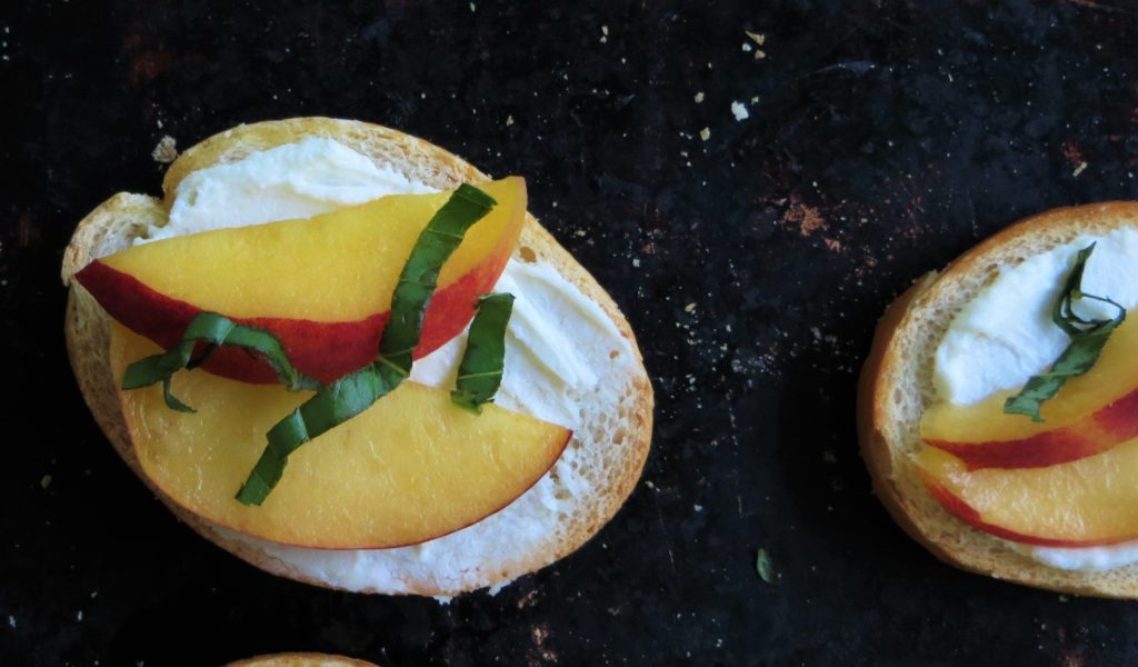 Peach and Basil Bruschetta