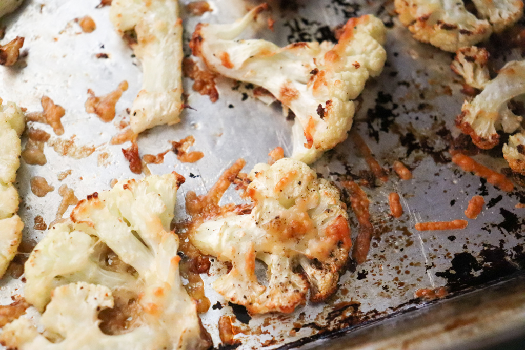 closeup of cooked roasted cauliflower