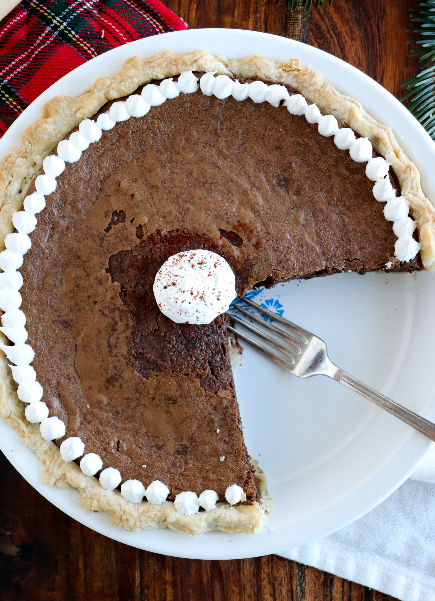 pie with whip cream garnish