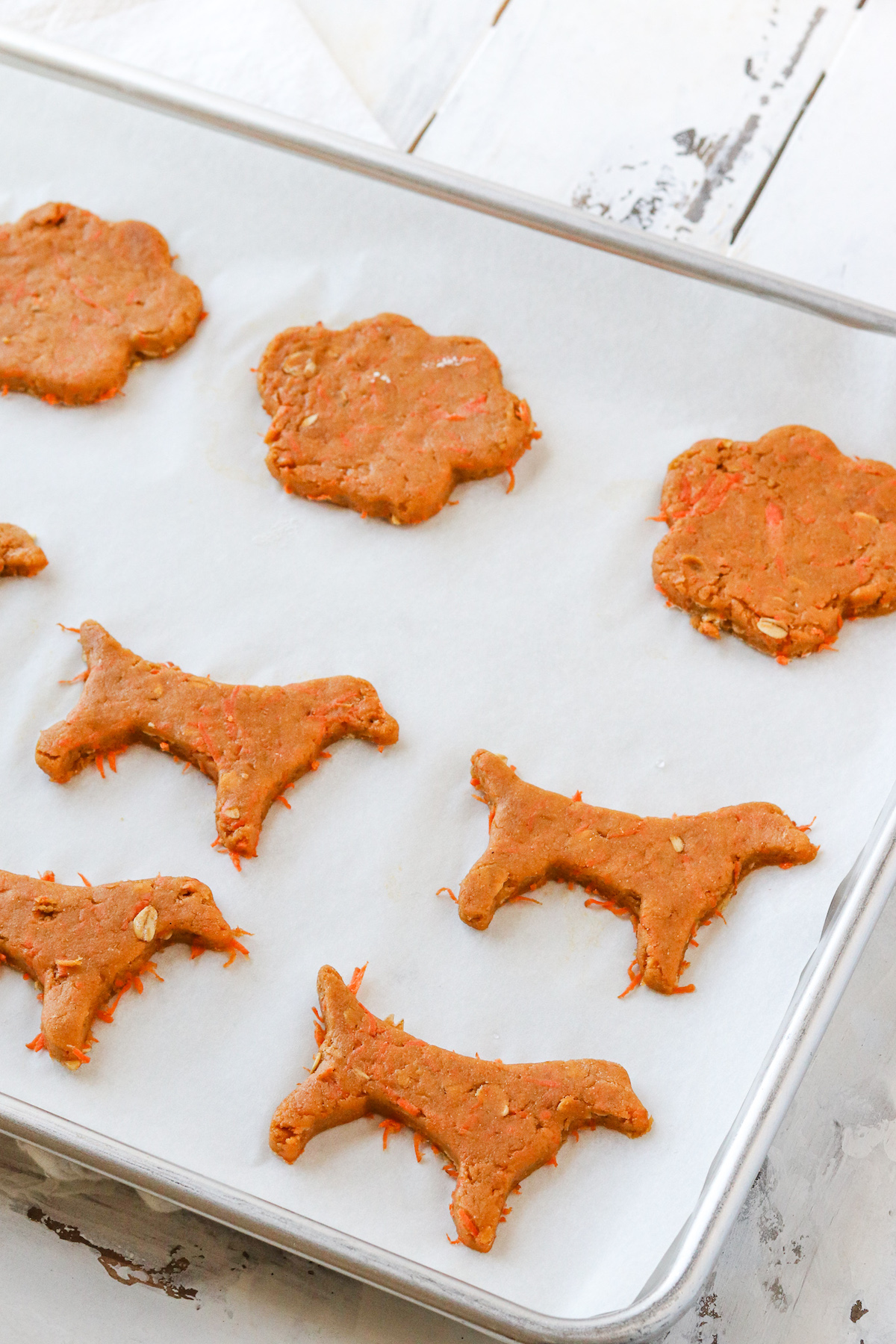 dog treats on baking sheet