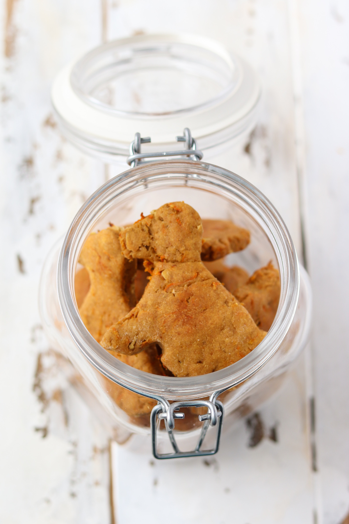 baked dog treats in a glass jar