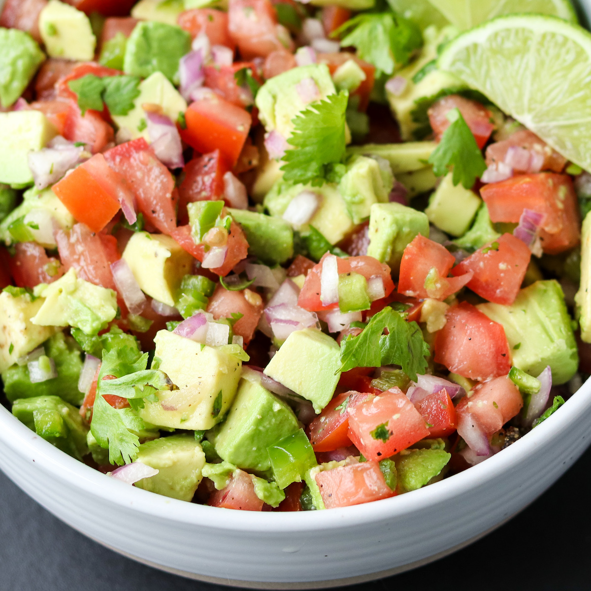 avocado, roma tomatoes, cilantro, red onion, jalapeños and lime juice