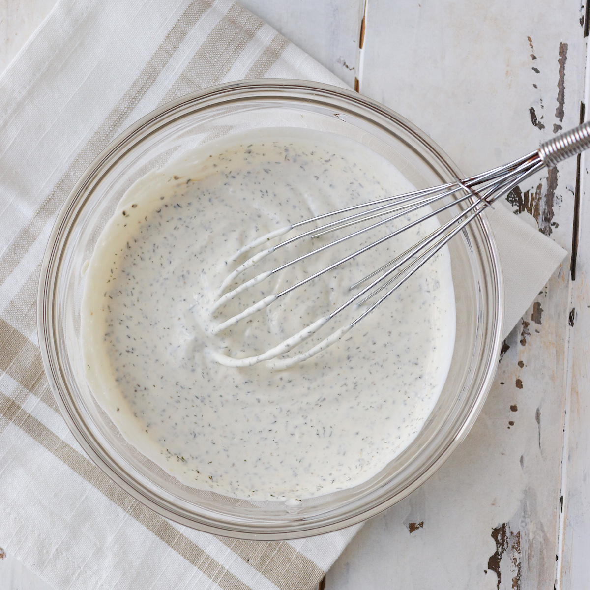 creamy dill dressing whisked together