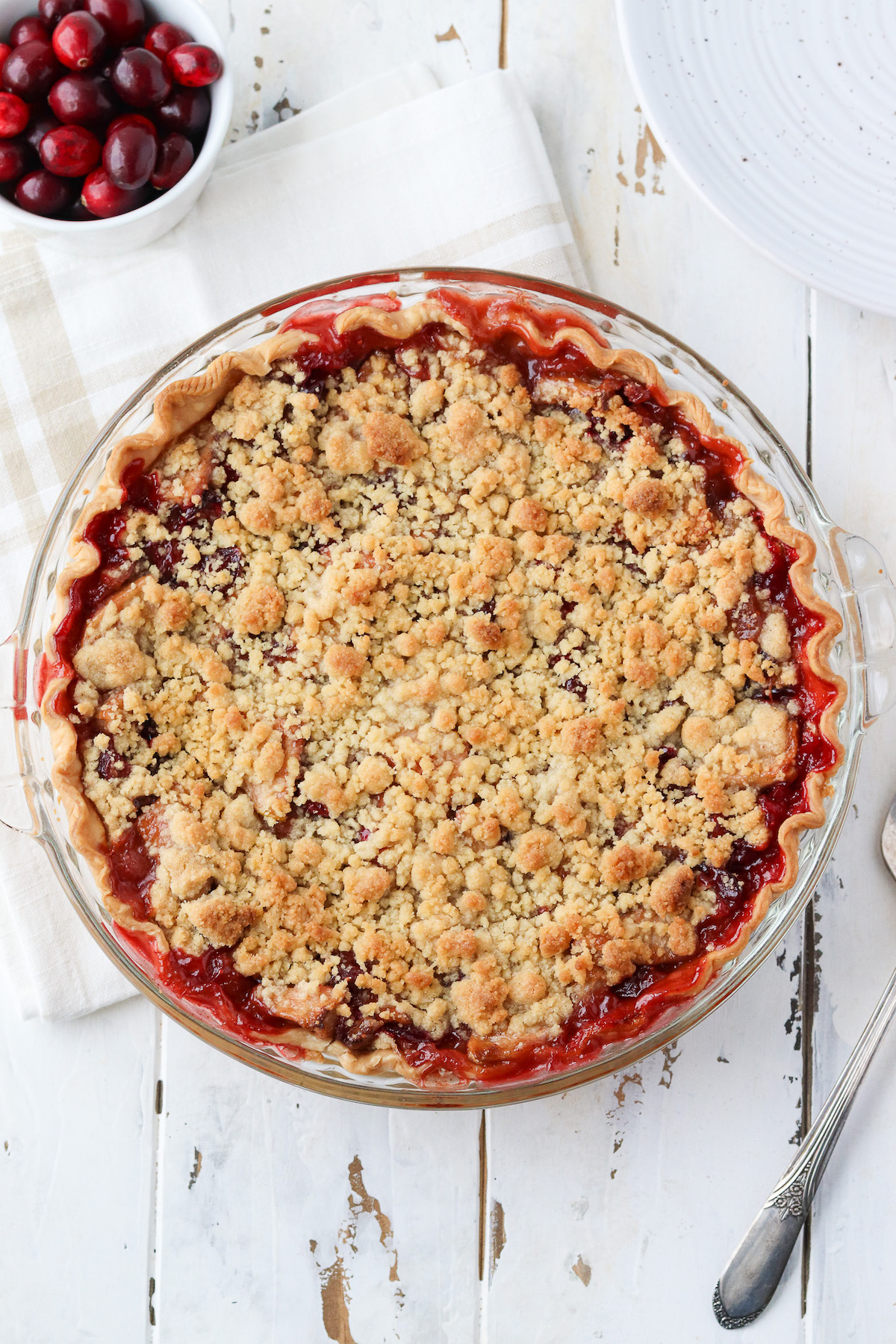 Apple Raspberry Pie with Crumb Topping - Just a Little Bit of Bacon