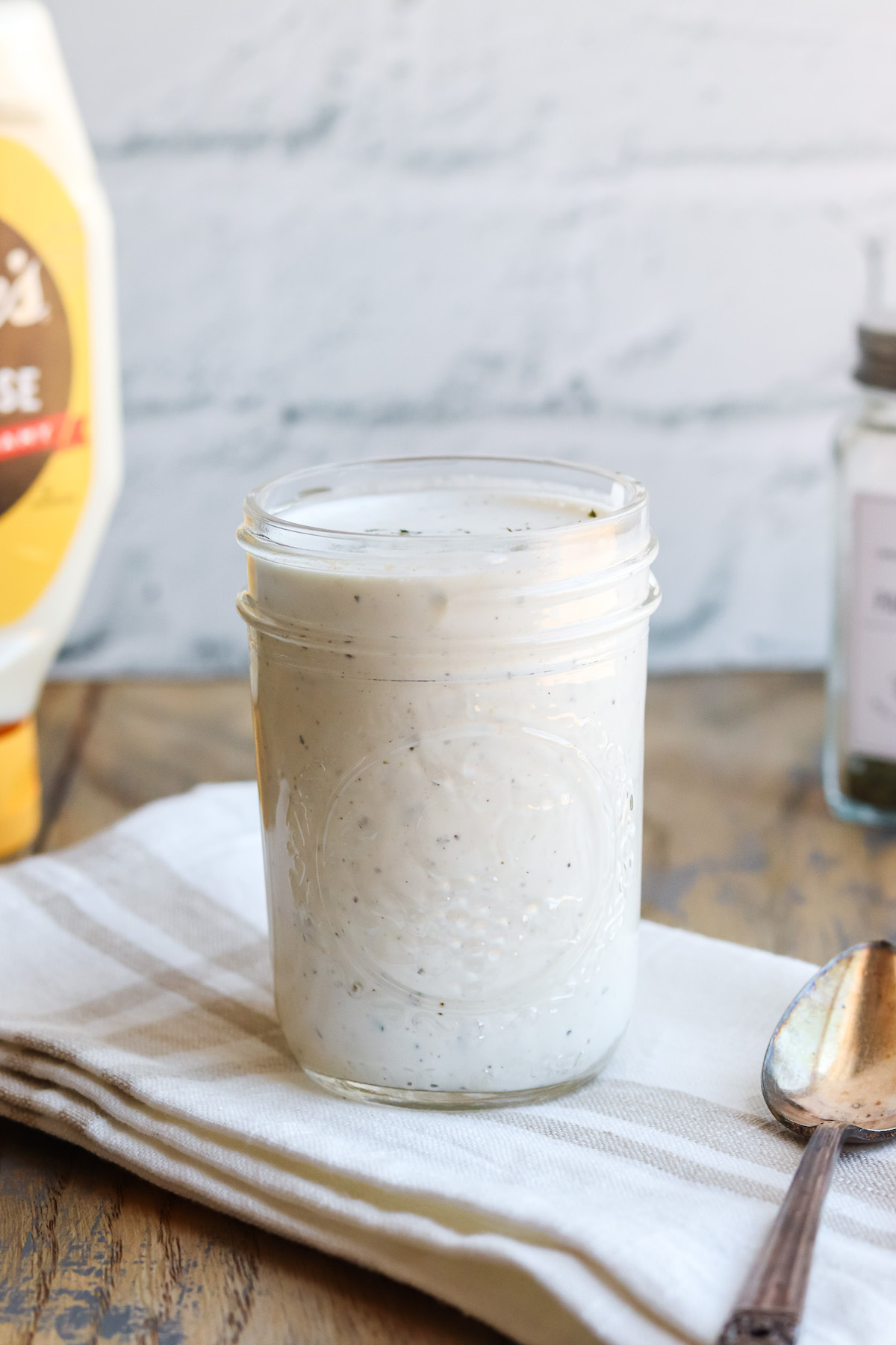 homemade buttermilk ranch dressing in a mason jar