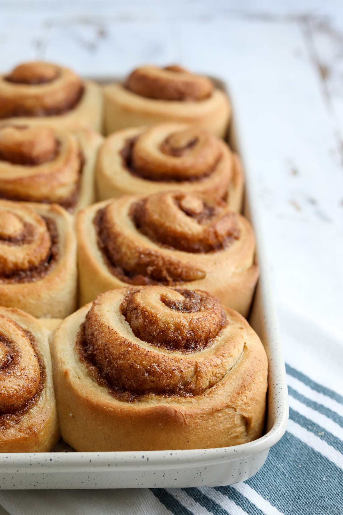 plain baked cinnamon rolls on pan