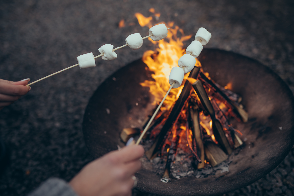 roasting marshmallows over campfire