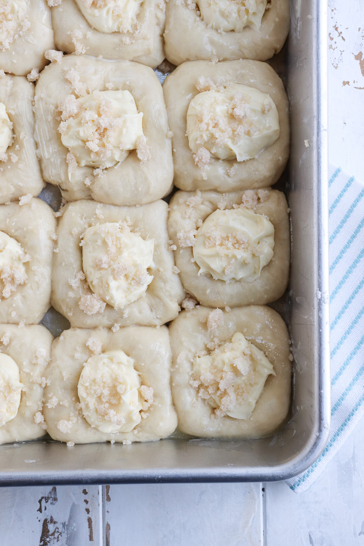 closeup of filled and risen pastries