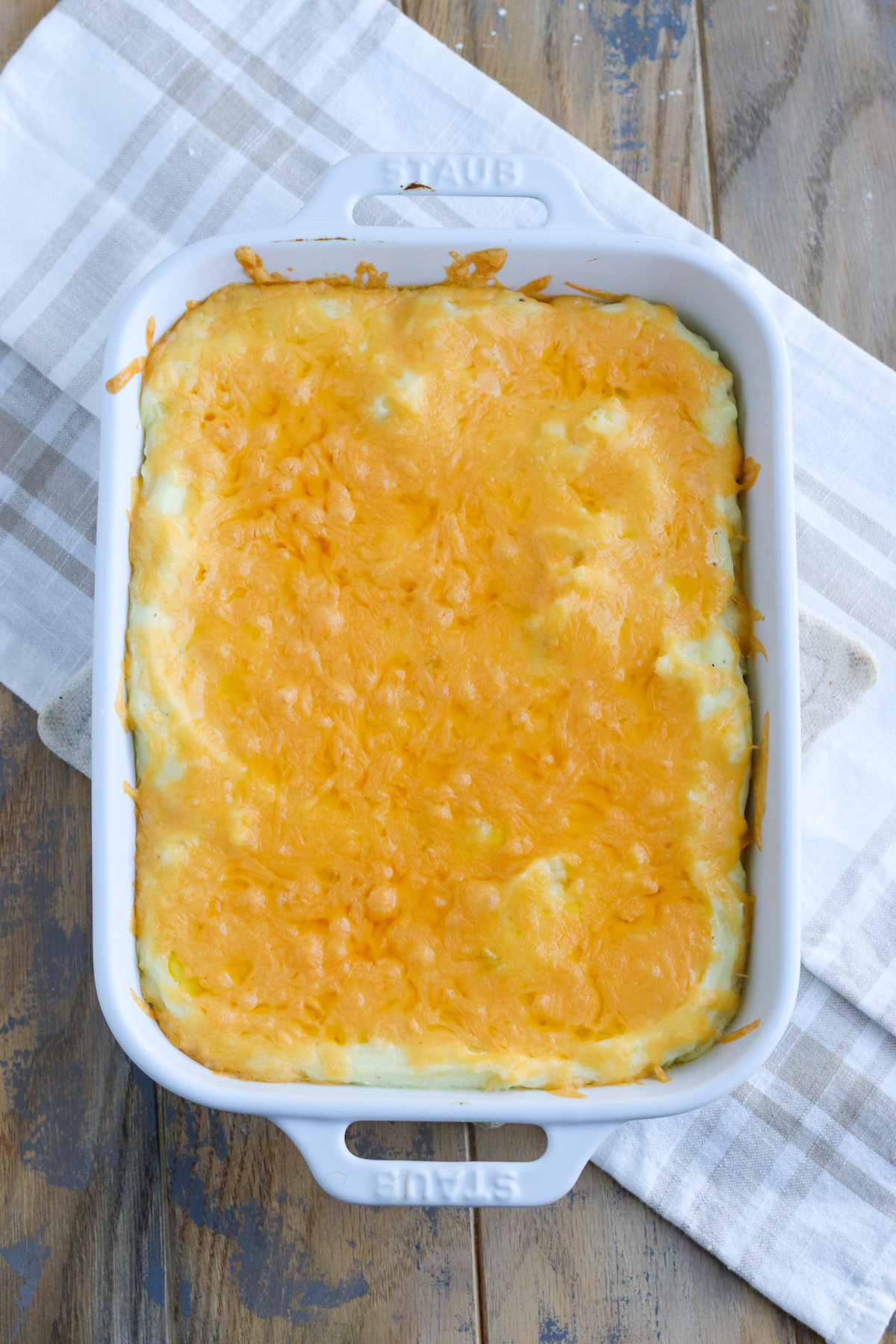 mashed potato casserole just out of the oven