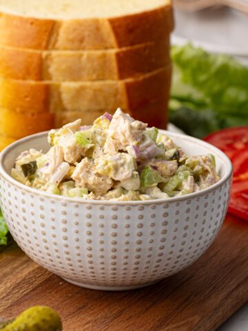 a bowl of mom's prepared tuna salad spread