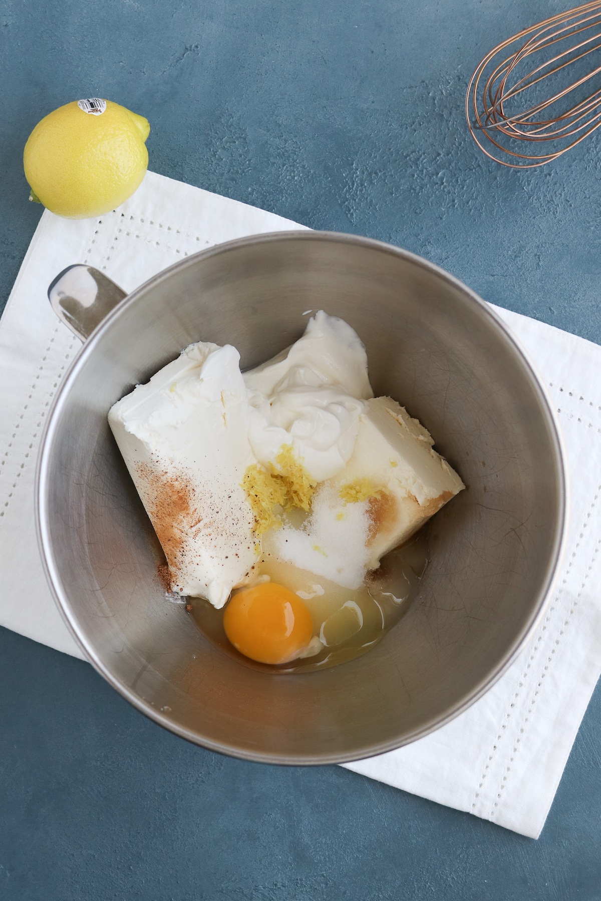 mixing bowl with cream cheese