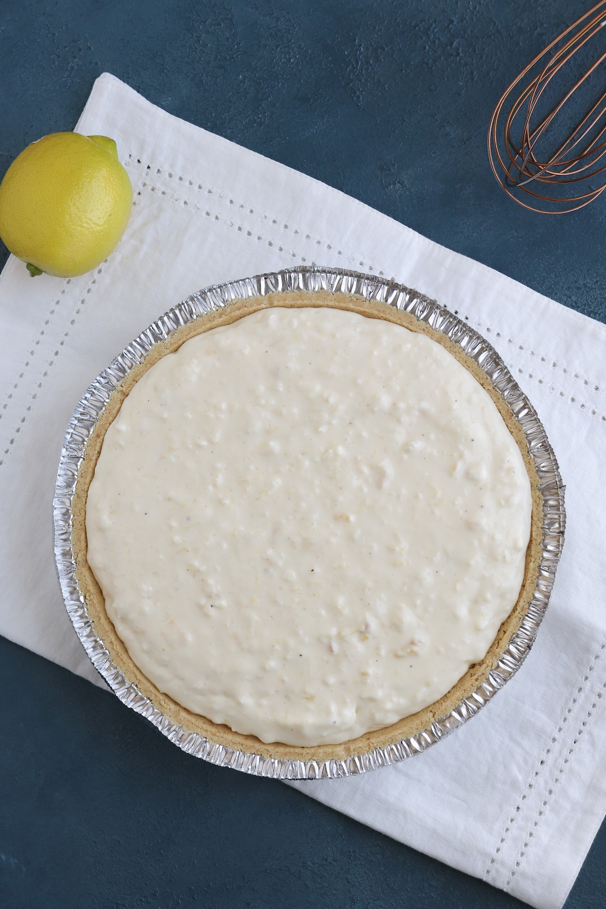 pineapple cream cheese pie in graham cracker crust