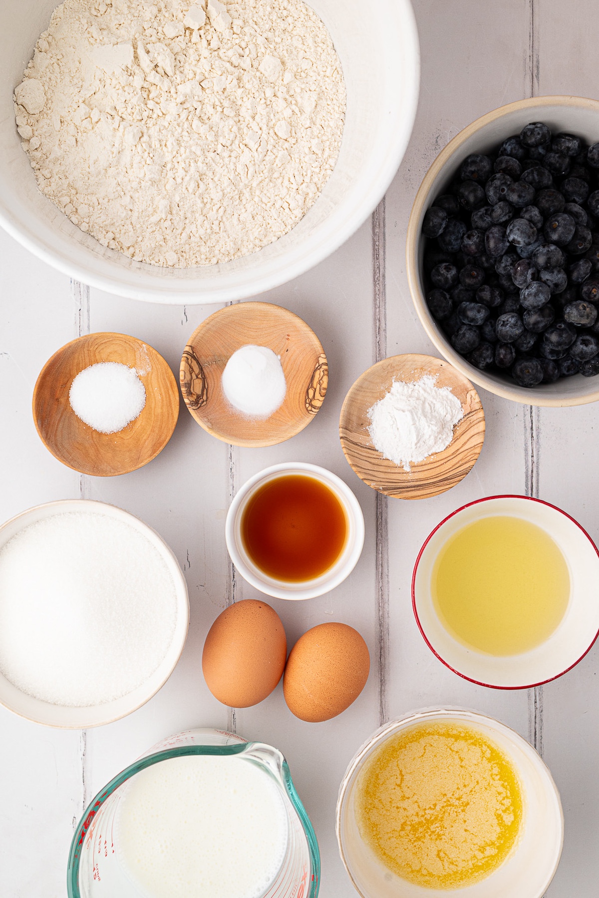 ingredients shot for blueberry muffins
