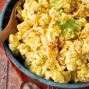 diced gold potatoes, celery tossed in creamy mustard dressing with paprika