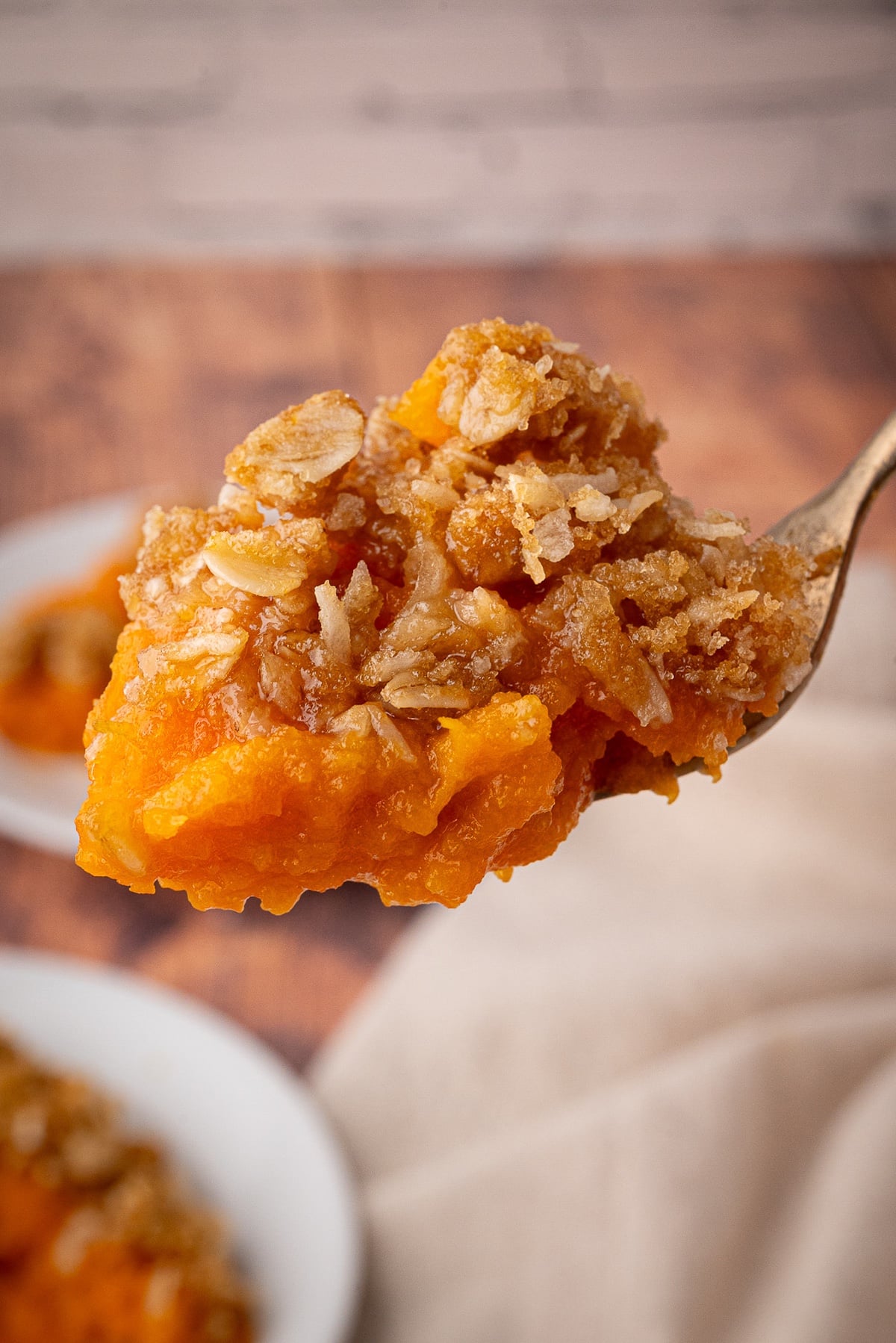 crunchy topping on sweet potato layer