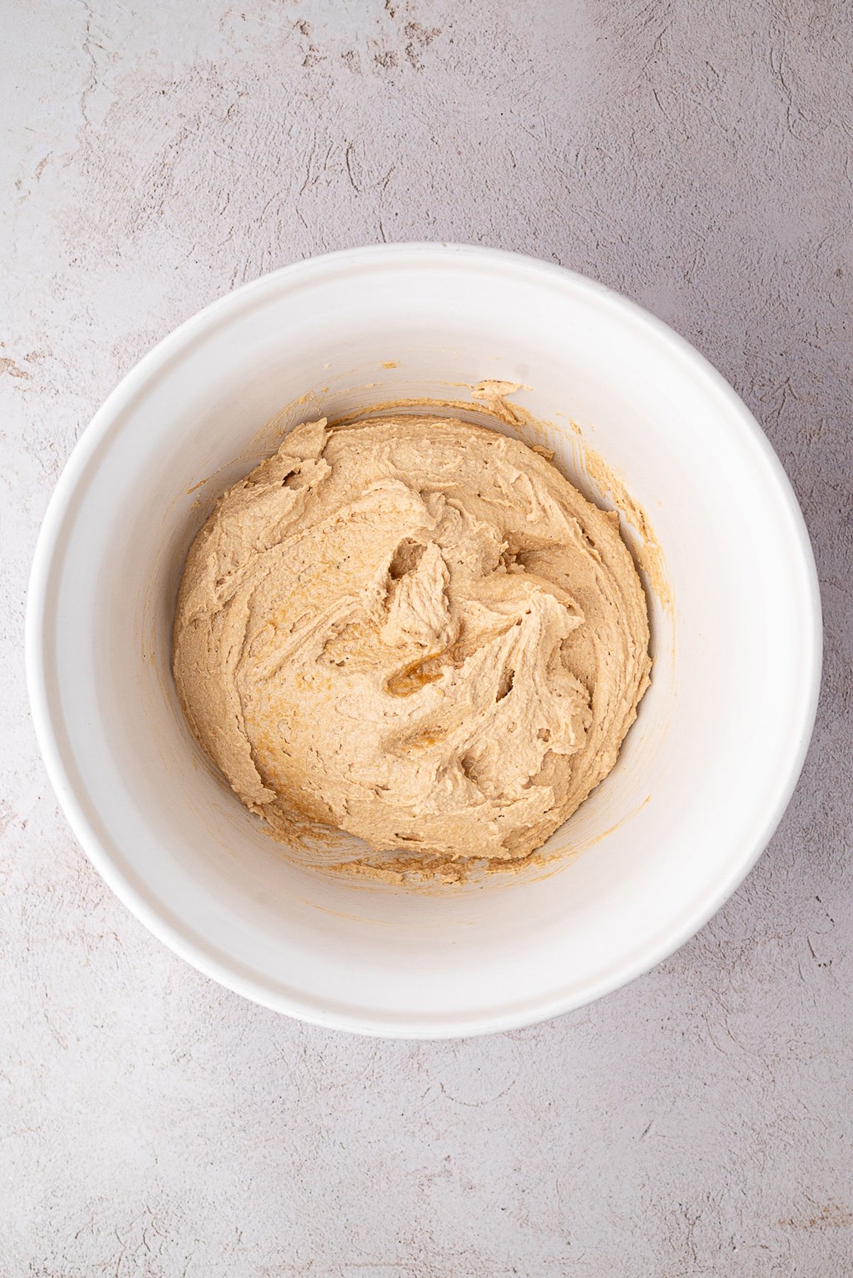 creamed cookie dough batter in bowl