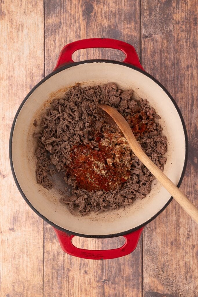 browning ground beef in dutch oven