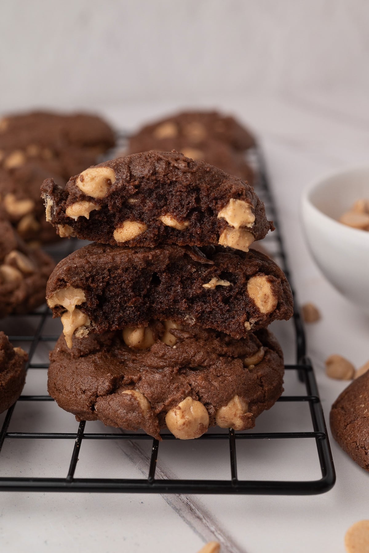 Soft, fudgy center cookies with creamy peanut butter chips throughout.