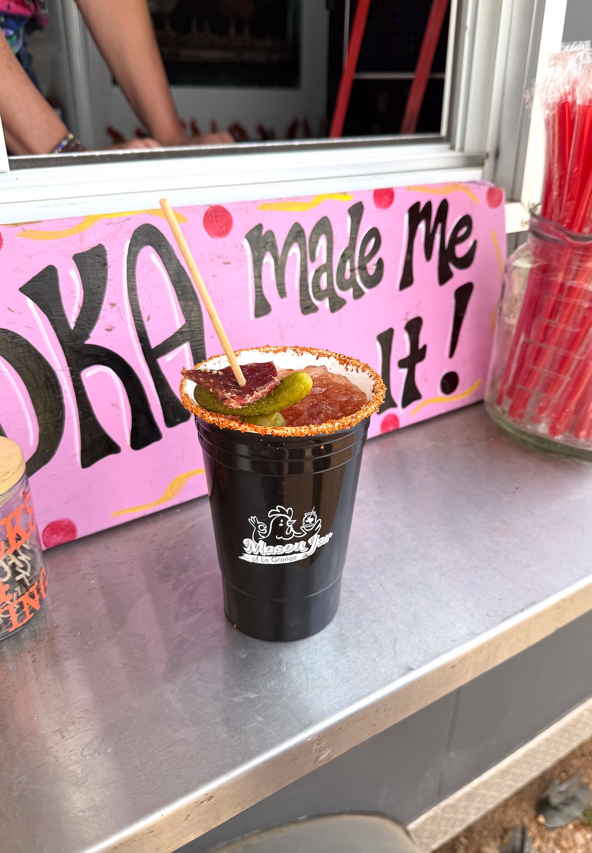 A gourmet Bloody Mary from the Mason Jar trailer in Warrenton, TX.